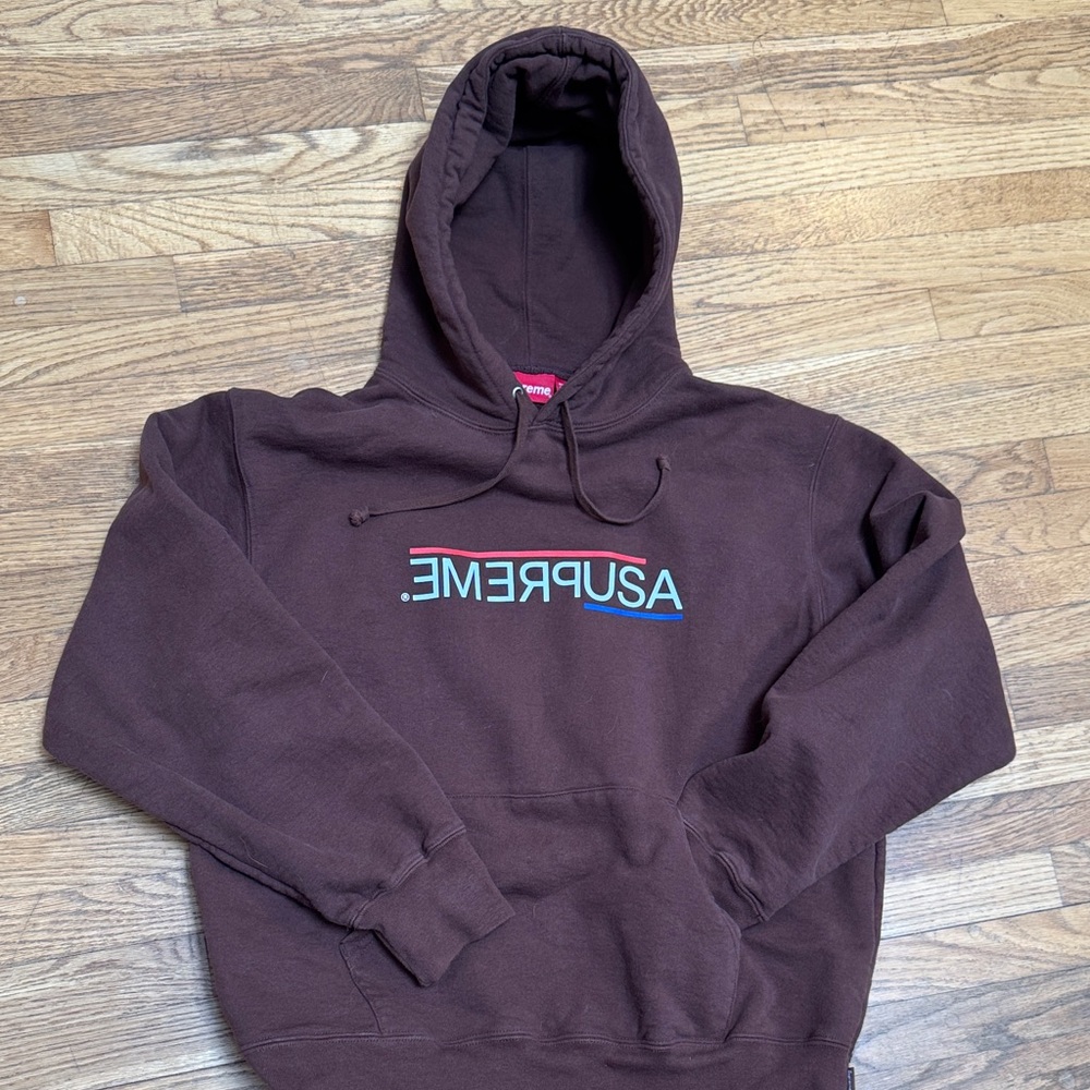 Supreme Brown Hoodie with Multicolor Logo